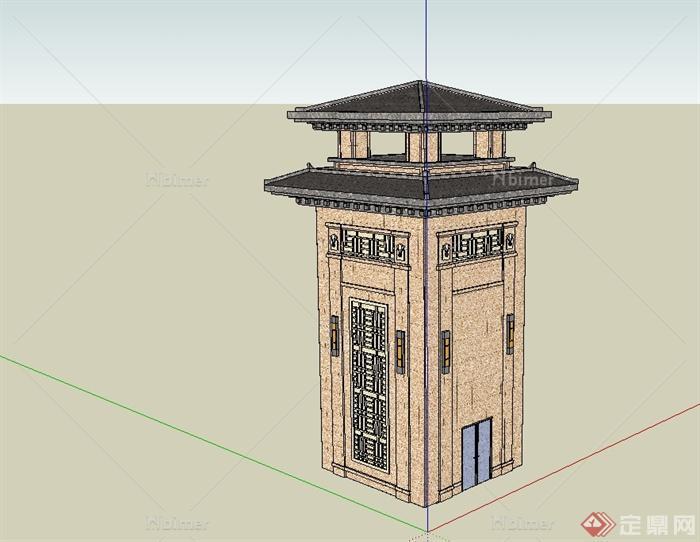 汉风塔楼设计su模型[原创]