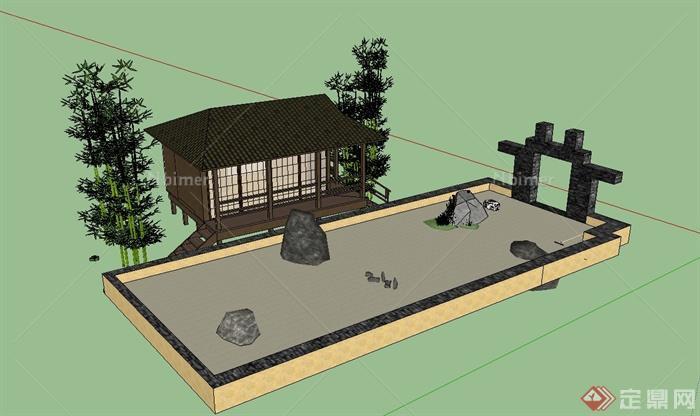 某禅境花园休息室建筑设计SU模型
