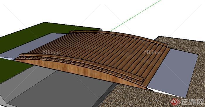 某木质园桥设计SU模型素材