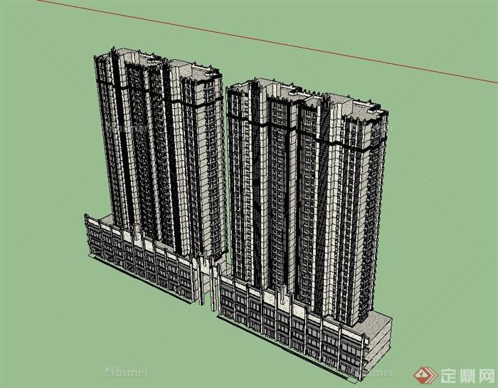 某新古典风格高层商业住宅楼设计su模型[原创]