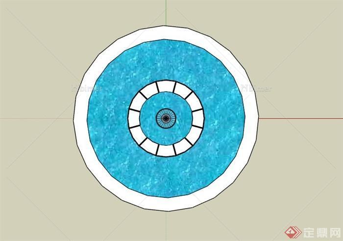现代圆形喷泉水池SU模型