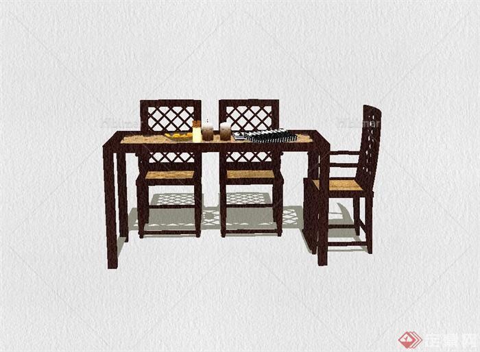 某现代风格精美餐桌椅设计SU模型[原创]