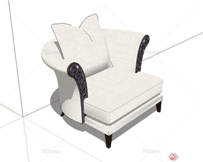 现代风格精致详细单人沙发设计su模型[原创]