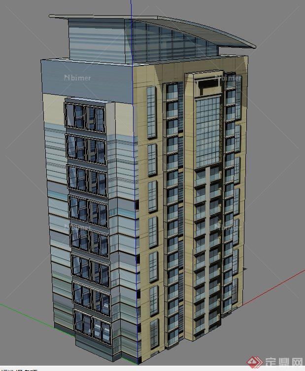 现代某小高层住宅建筑设计SU模型