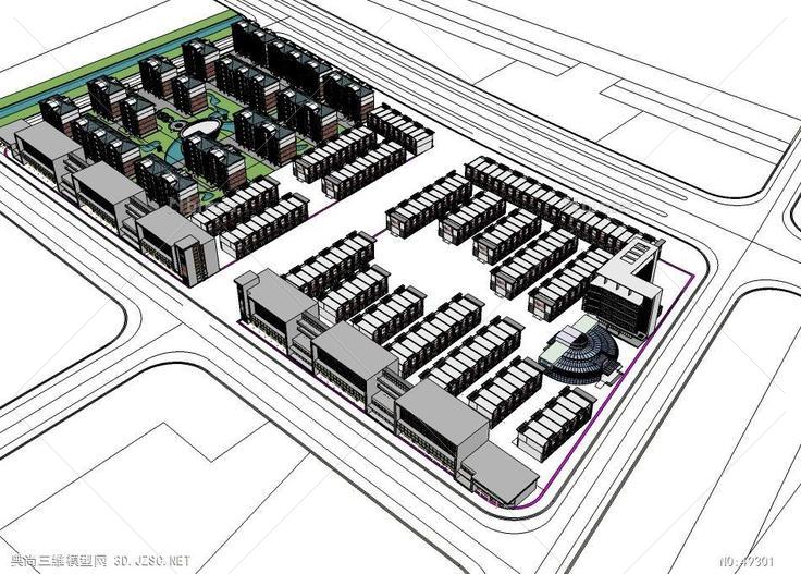 0102农机市场住宅总图金湖总体模型住宅su模型农