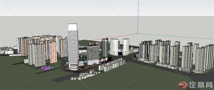 现代某地城市中心办公建筑设计SU模型