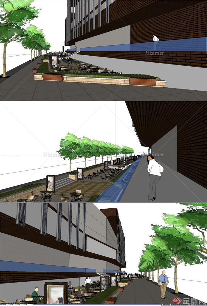 万裕生活广场建筑和景观设计su模型