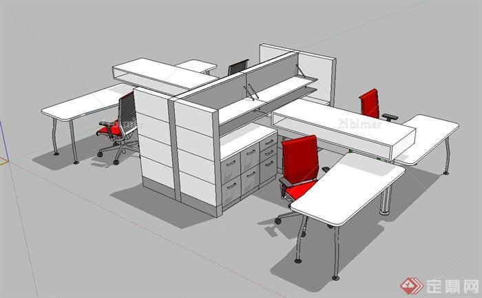 现代办公桌椅设计SU模型[原创]
