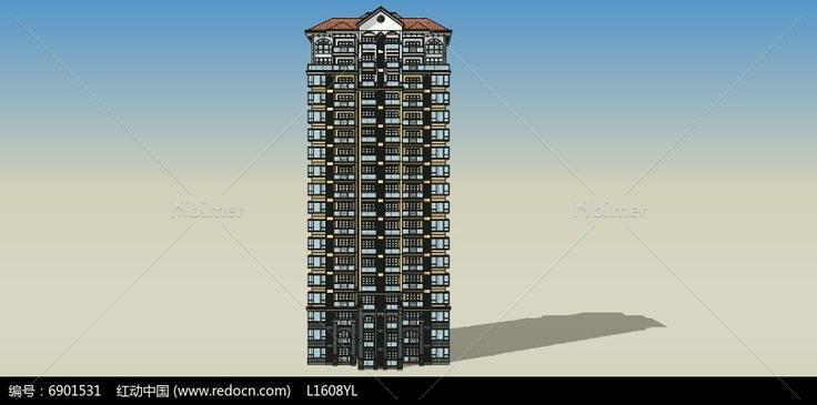 一梯三户住宅建筑模型