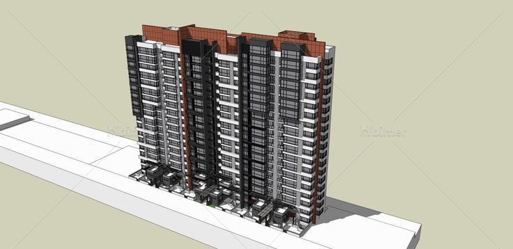 现代高层住宅楼(36526)su模型下载