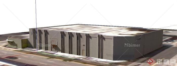 现代某单层工业仓库建筑设计SU模型