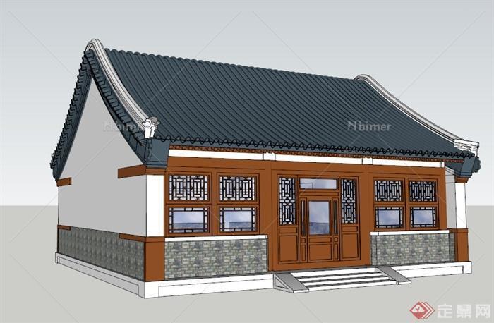 四栋中式风格民居建筑设计su模型