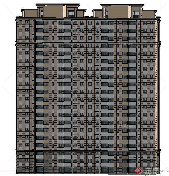 某现代高层小区住宅楼建筑设计su模型