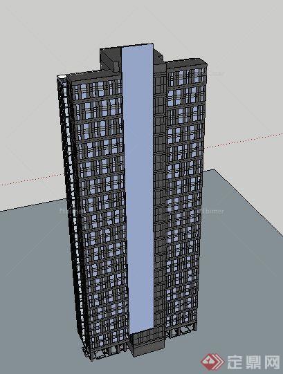 简约风格写字楼建筑单体设计su模型[原创]