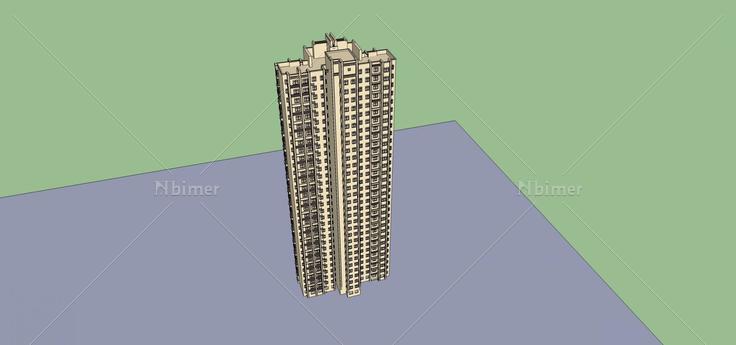 新古典风格高层住宅楼(70792)su模型下载