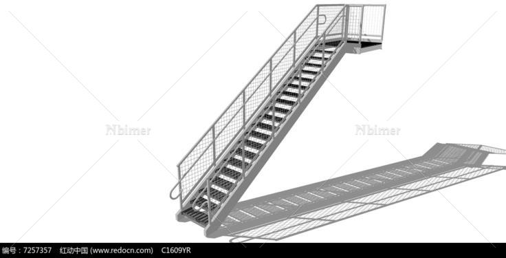 白色简约楼梯SU模型
