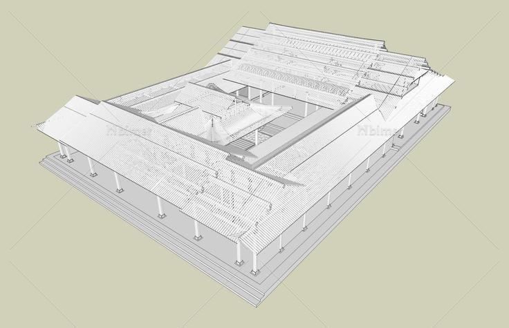 中式--祠堂(38753)su模型下载