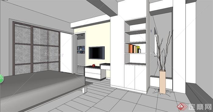 现代两居室室内设计SU模型