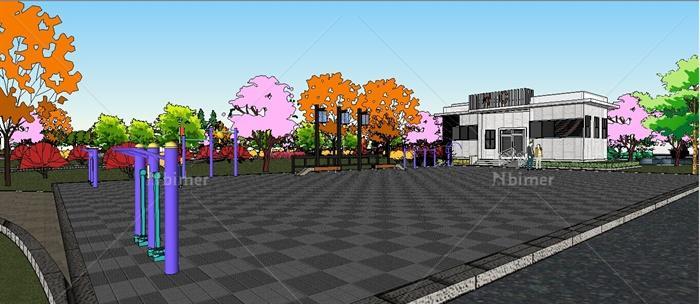 某现代中式公园广场景观设计sketchup模型[原创]