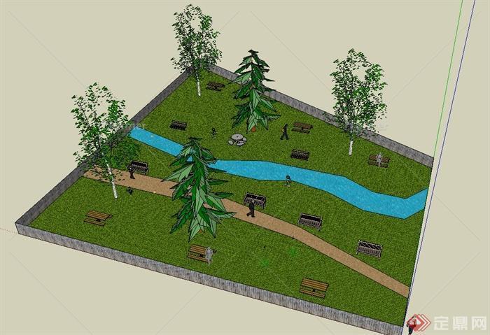 某小型游园景观设计SU模型