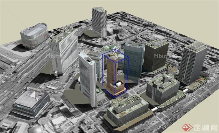 日本某商务区建筑设计SU模型