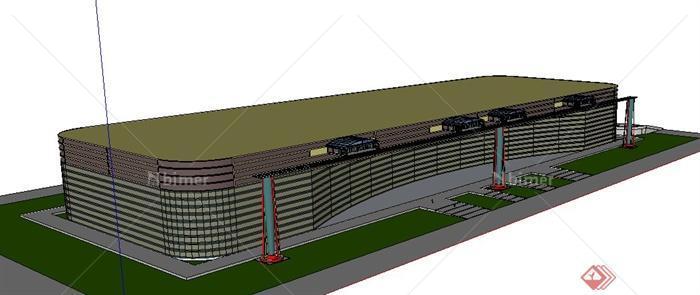 现代某汽配厂建筑设计SU模型