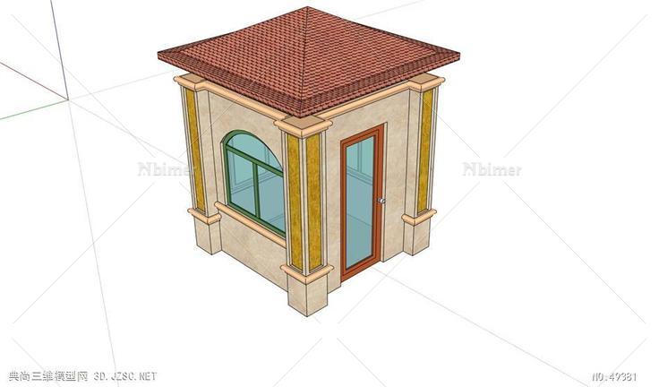 门卫室门卫保安室 su模型3d