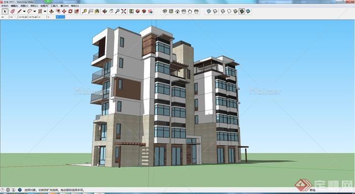 某栋六层住宅建筑设计SU模型