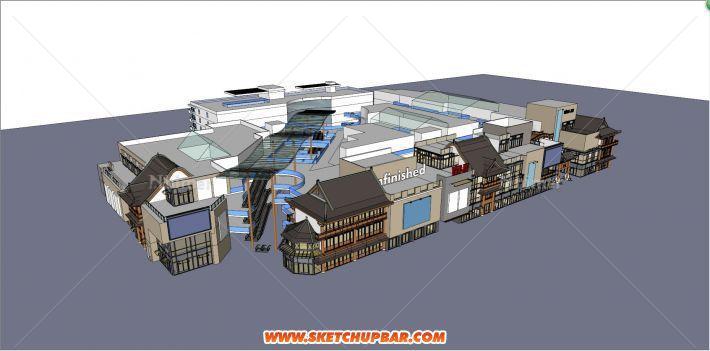 新人福利，超精细中式商业街SU模型25个史上最全