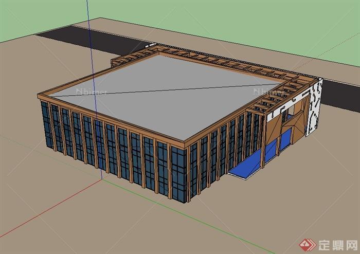 某现代风格详细营销中心建筑设计su模型[原创]