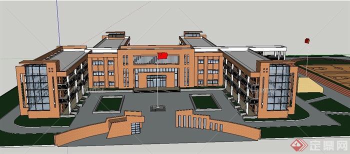 现代某中学教学楼建筑设计SU模型