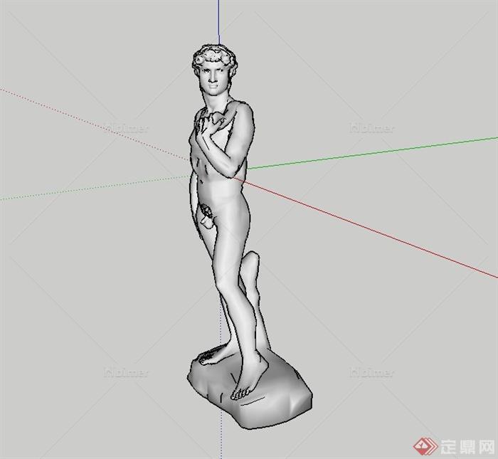 裸男雕塑设计su模型