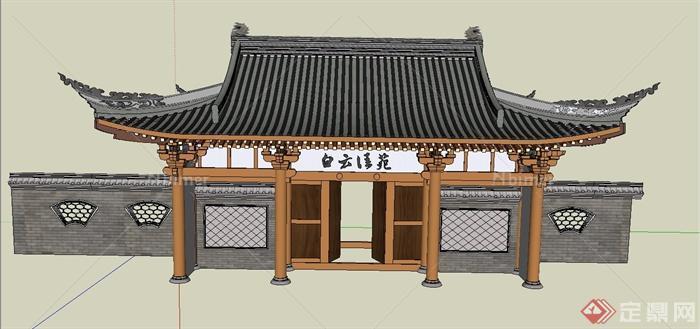 古典中式入口门楼设计SU模型