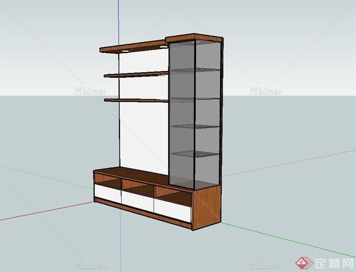 现代木质家具柜子设计su模型