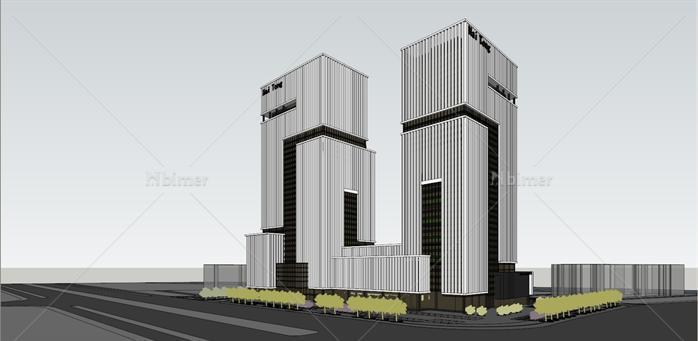 富阳商务办公大厦综合体项目SketchUp精致设计模