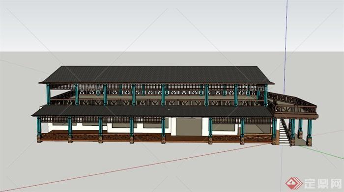 某欧式两层古楼办公建筑设计SU模型