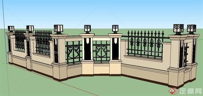 新古典风格镂空围墙设计su模型