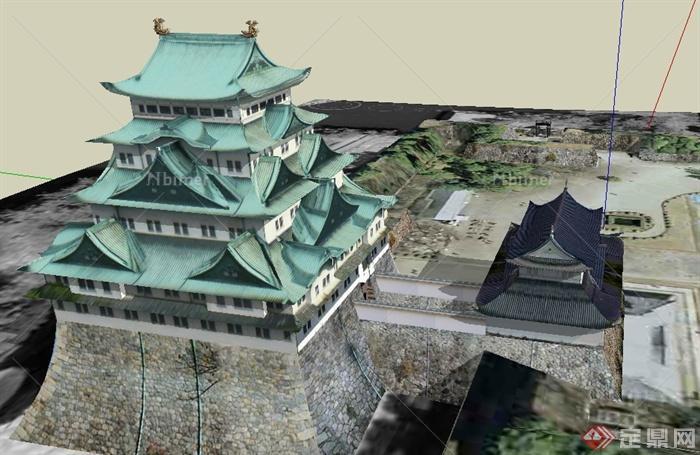 某日本古建名古屋城堡旅游建筑设计su模型