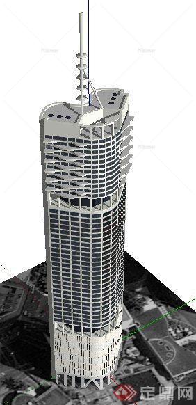 现代高层商务建筑设计su模型