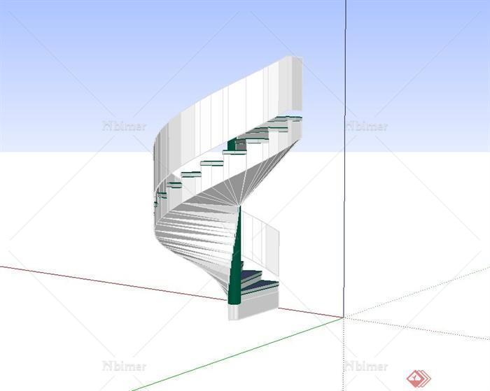 某建筑旋转楼梯设计su模型[原创]