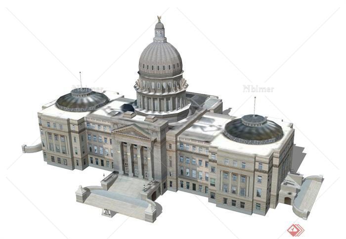 爱达荷州国会大厦建筑设计SU模型
