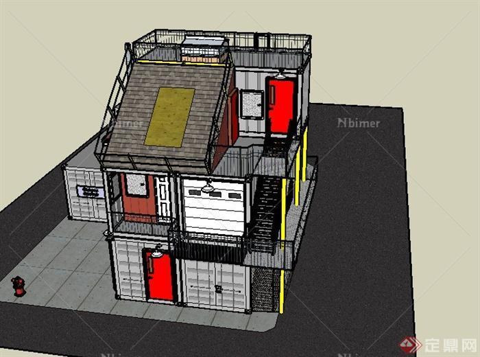 某三层集装箱式住宅建筑设计SU模型
