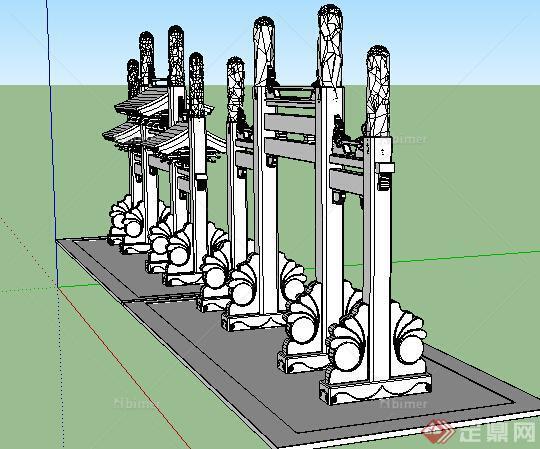 园林景观之牌坊设计方案su模型3