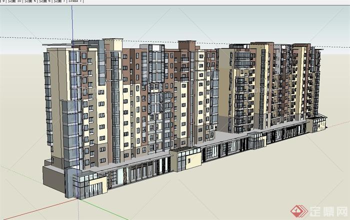 精致沿街商业住宅楼设计su模型[原创]
