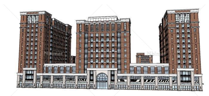 某现代风格商业建筑、办公建筑、住宅建筑设计su