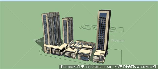 商业综合体+酒店建筑设计su模型