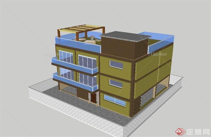 某现代住宅楼建筑设计SU精细模型