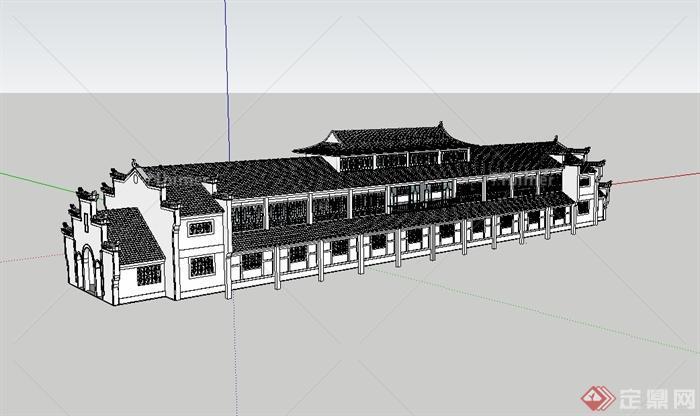 中国古典中式风格商业楼建筑su模型[原创]