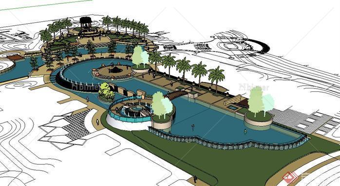 某会所大型游泳池景观设计SketchUp(SU)3D模型