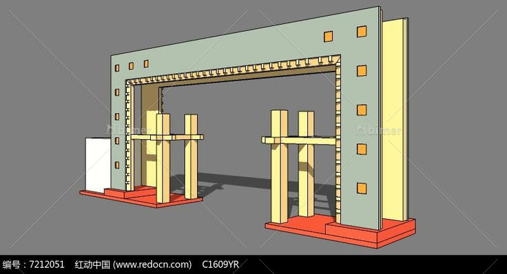 现代风格简约大门SU模型